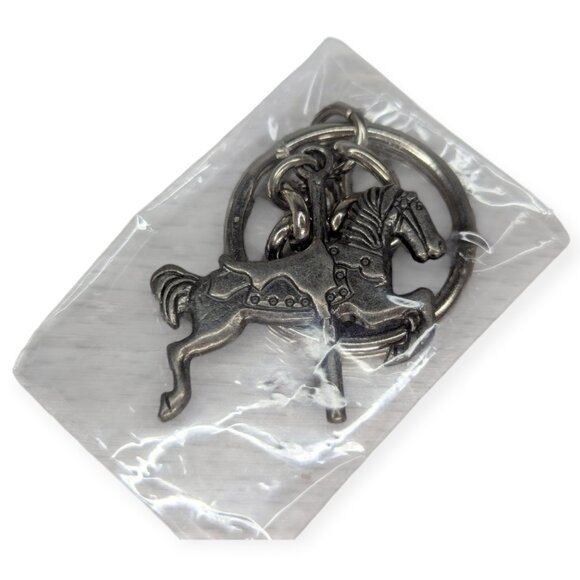 Silver Tone Carousel Horse Key Chain or Bag Charm 2" NWT - Picture 1 of 5